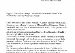 Comunicato Stampa S. Cecilia 2021